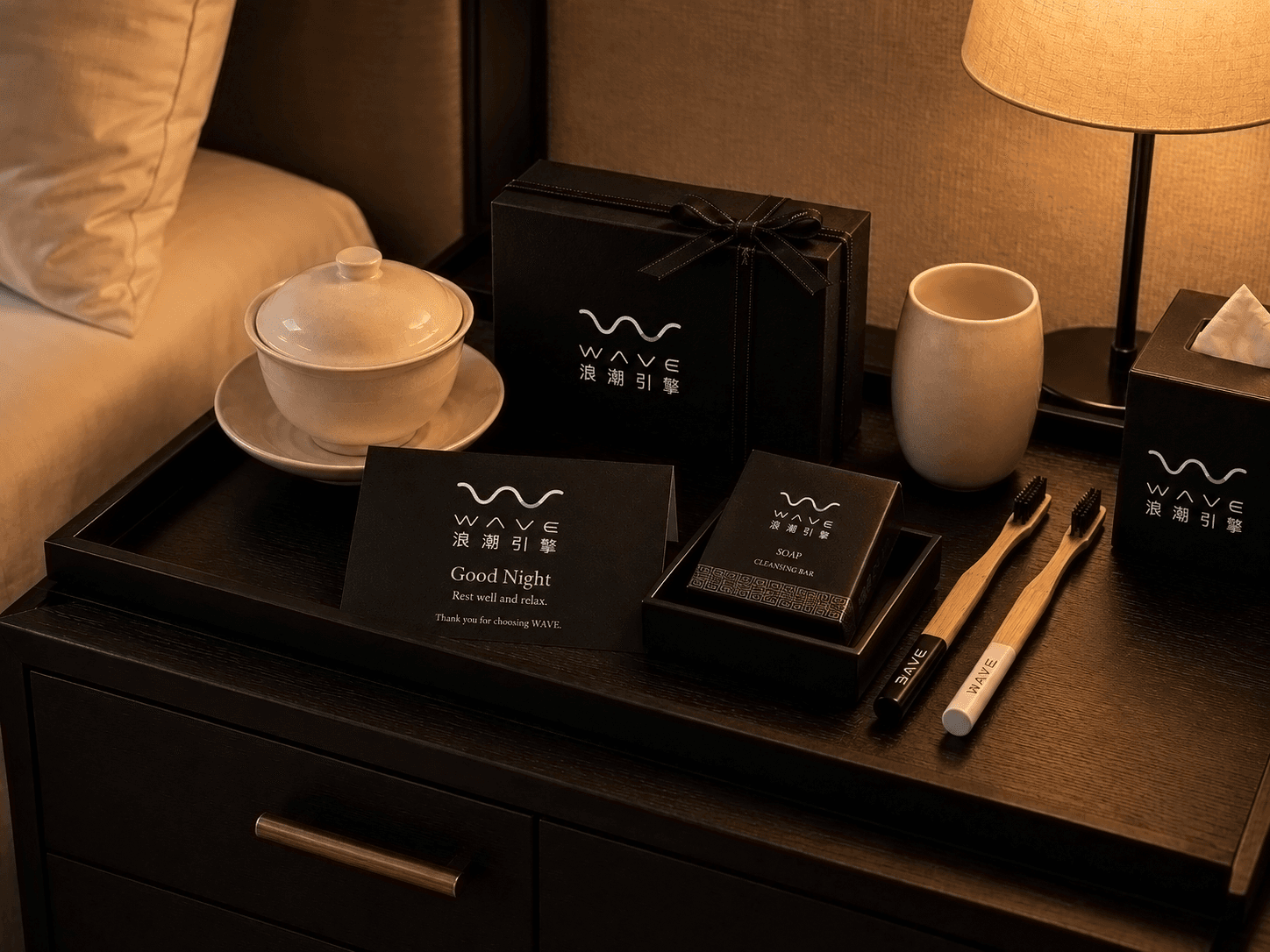 Concept arrangement of hospitality amenities and guestroom supplies