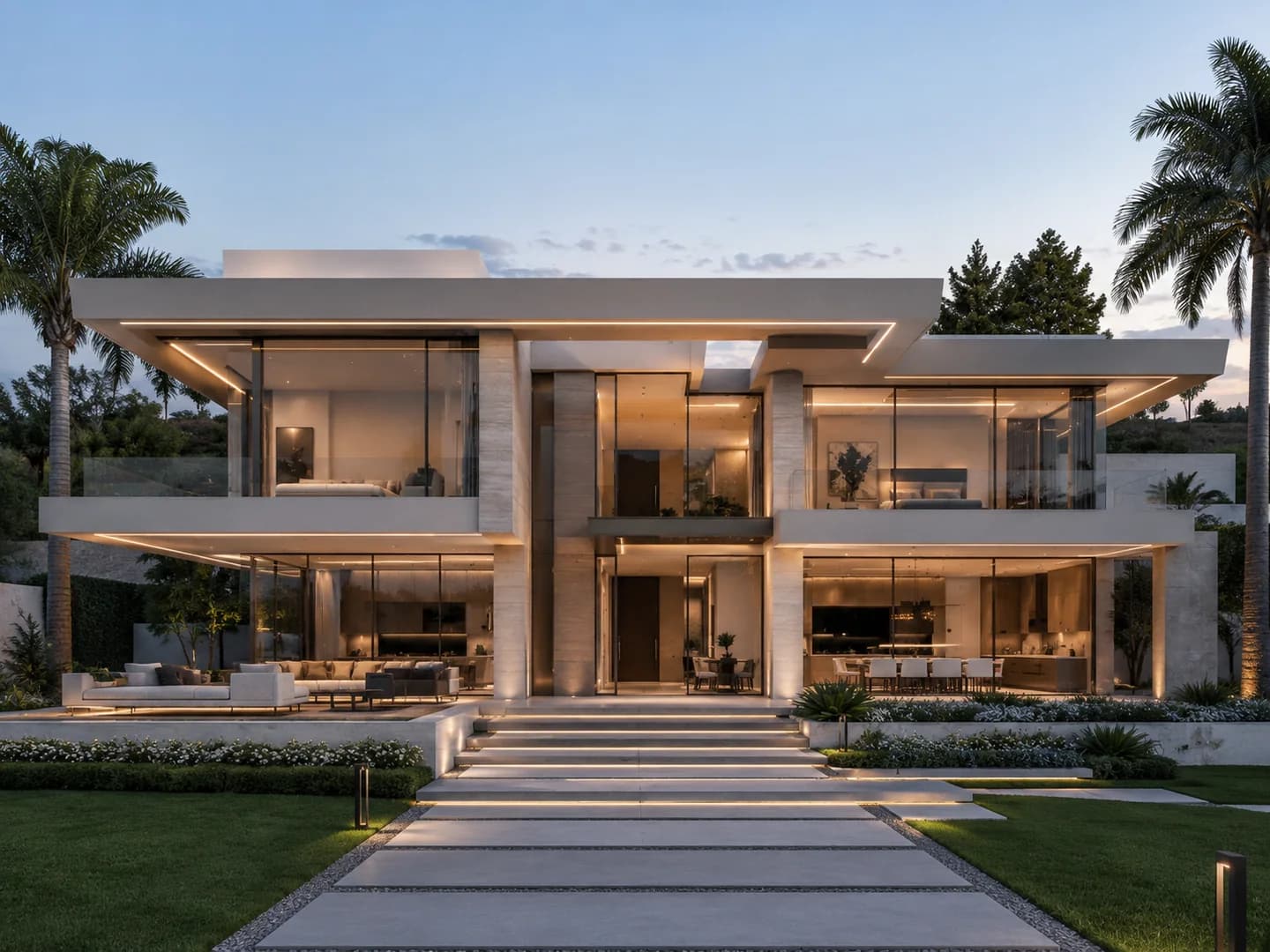 Concept visual of a contemporary detached villa and garden