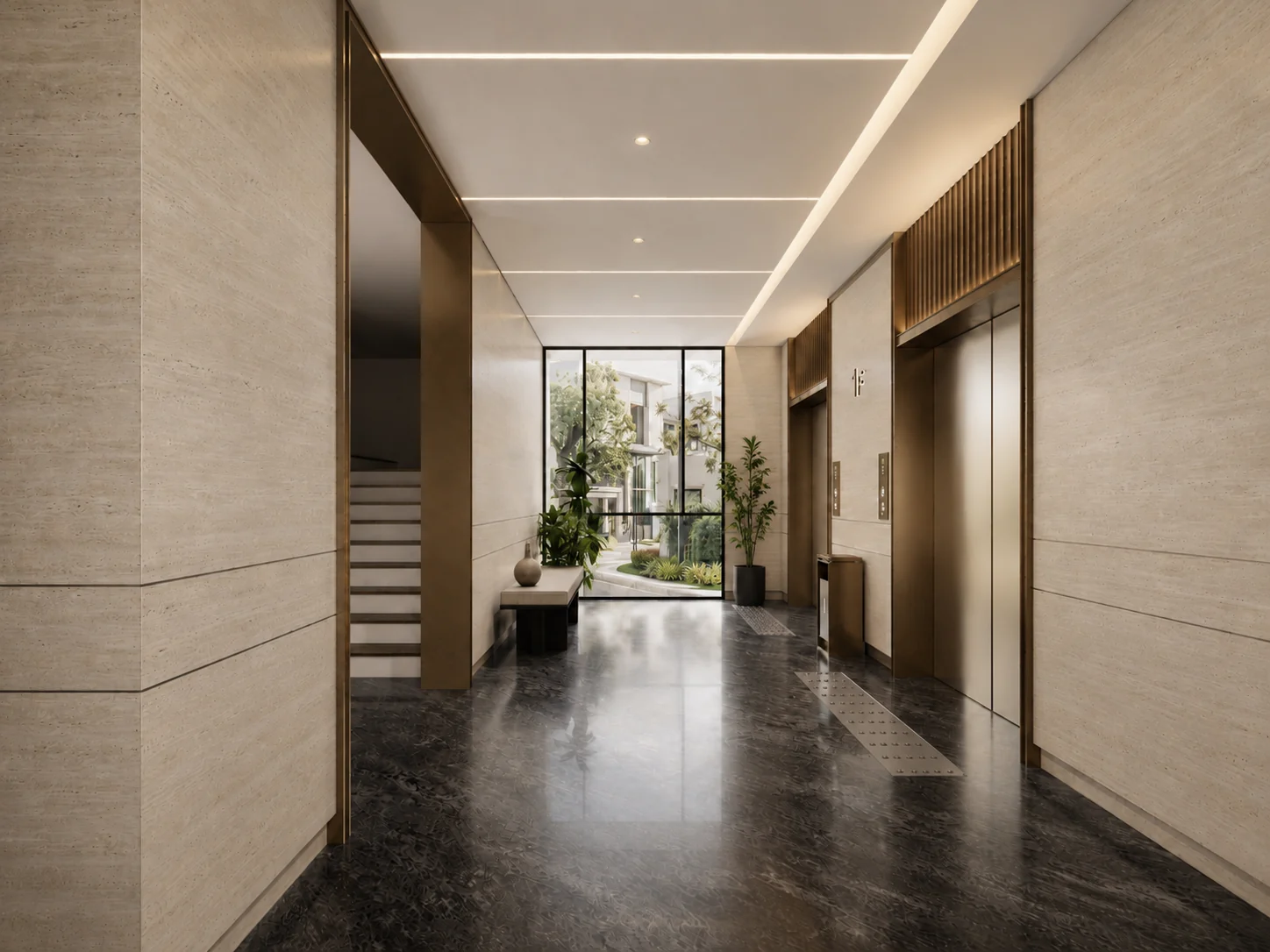 Design visualization of the hotel lift lobby