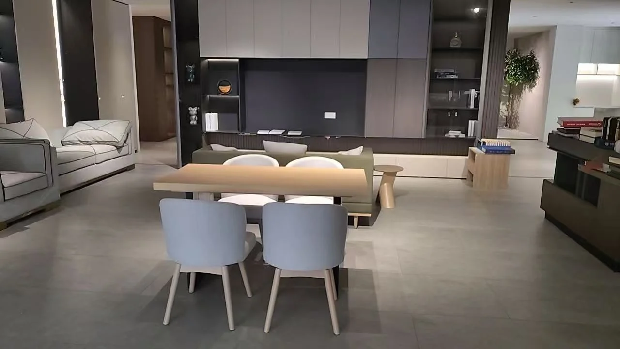 Wide view of the physical guestroom mock-up during client review