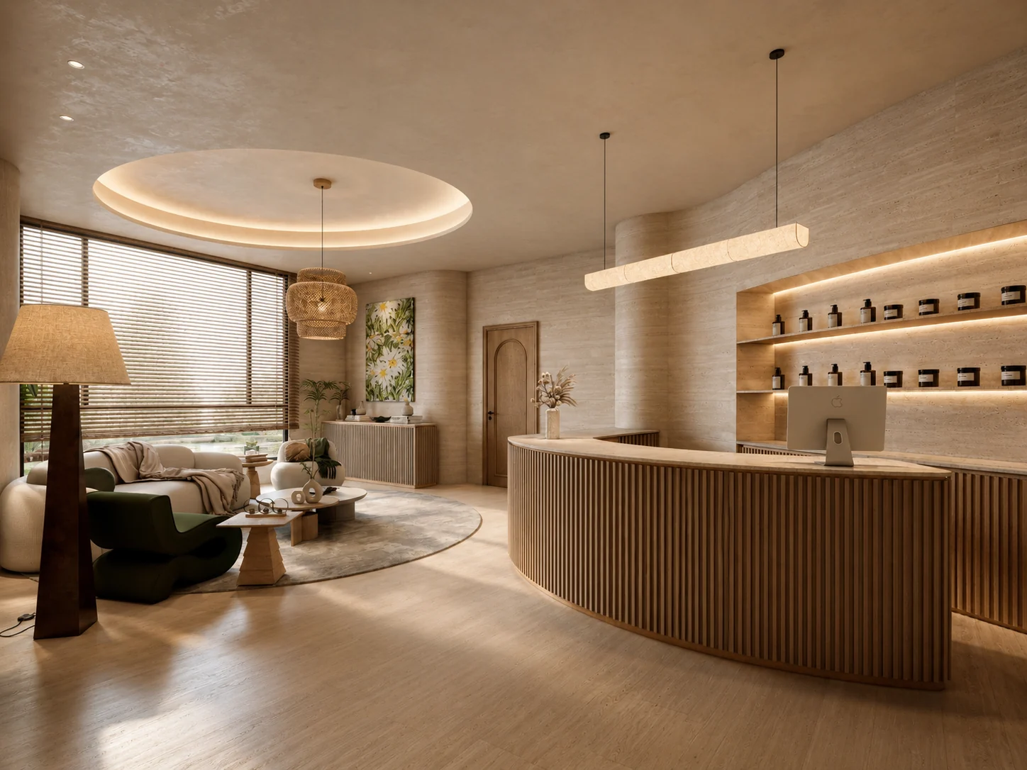 Design visualization of the spa reception and arrival space