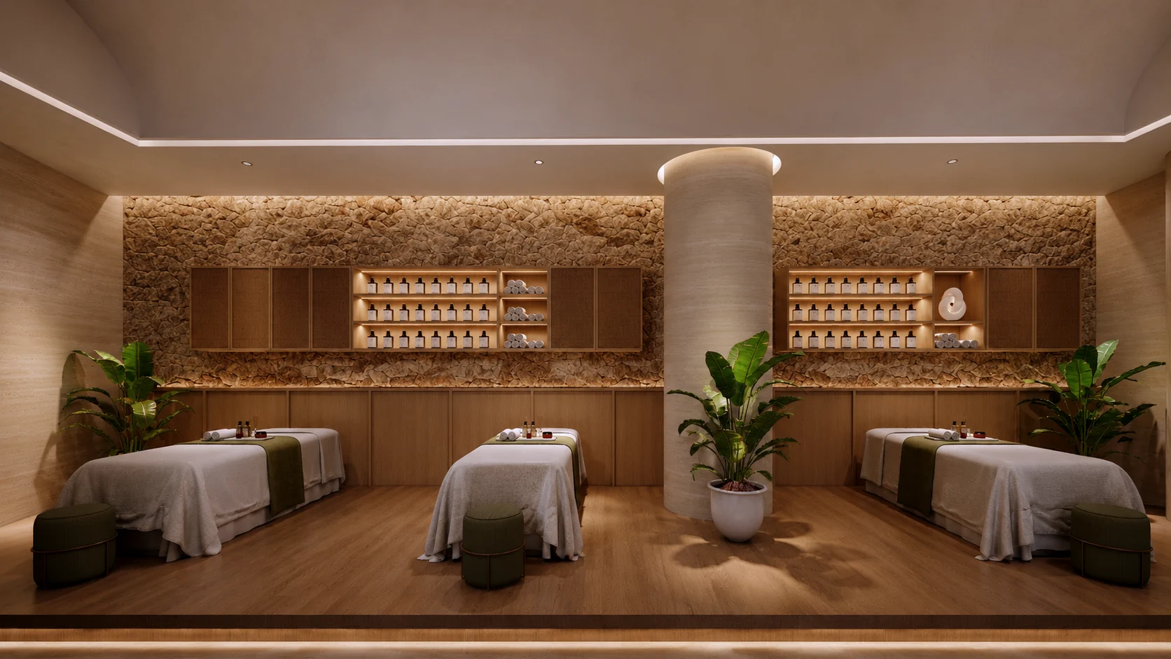 Design visualization of spa material and lighting details